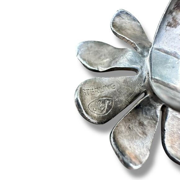 Vintage Sterling Silver Midcentury Modern Abstract Flower Ring 925 Size 8 LCS - Picture 5 of 5